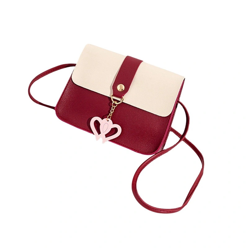 Mini Leather Bag for Women Gilrs, Heart Pendant Square Crossbody Bag