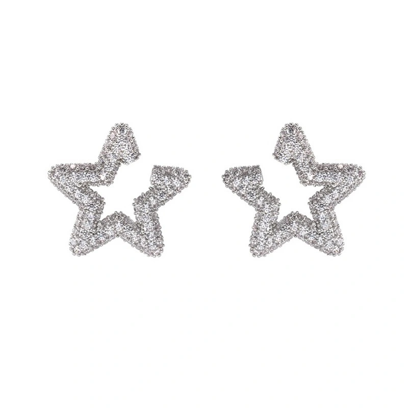 2 Pcs Sliver Star Earrings, Cute Star Rhinestone Sparkle Earrings