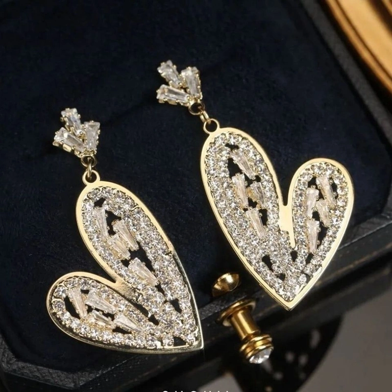 Rhinestone Earrings for Women Girls Heart Dangle Earrings Gift