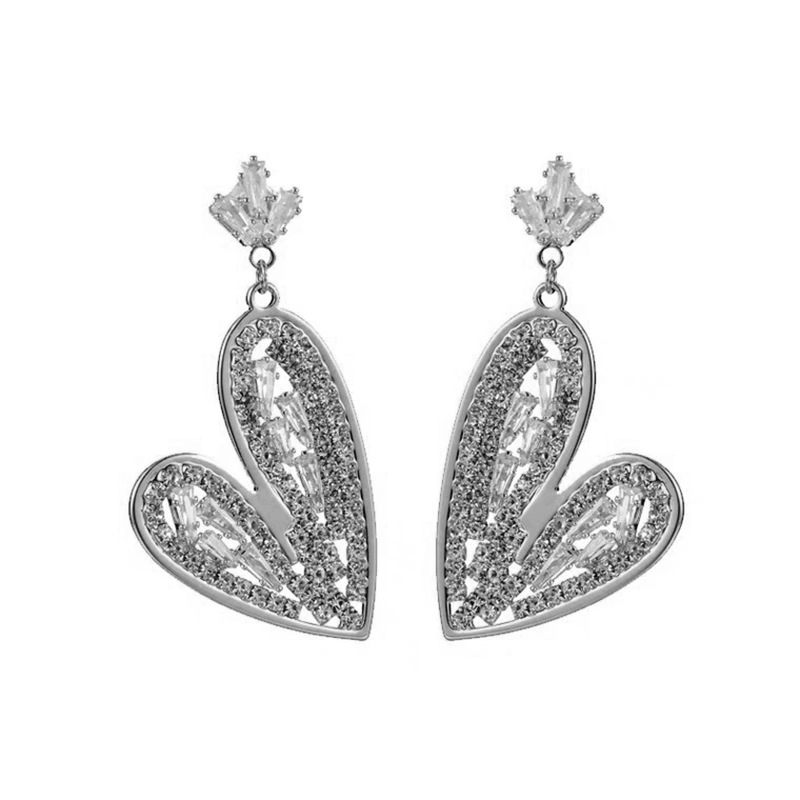 Rhinestone Earrings for Women Girls Heart Dangle Earrings Gift