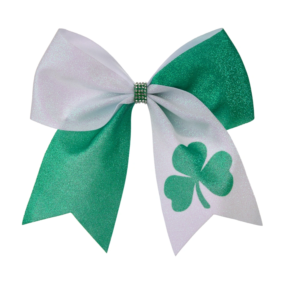 Girls Bow Hair Ties Cute Shamrock Print Elastic Hair Bands/ Hair Clips