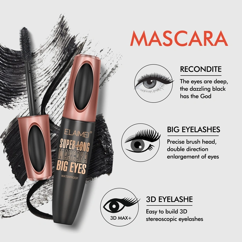 Women Natural Lengthening Mascara, 4D Silk Fiber Lash Mascara