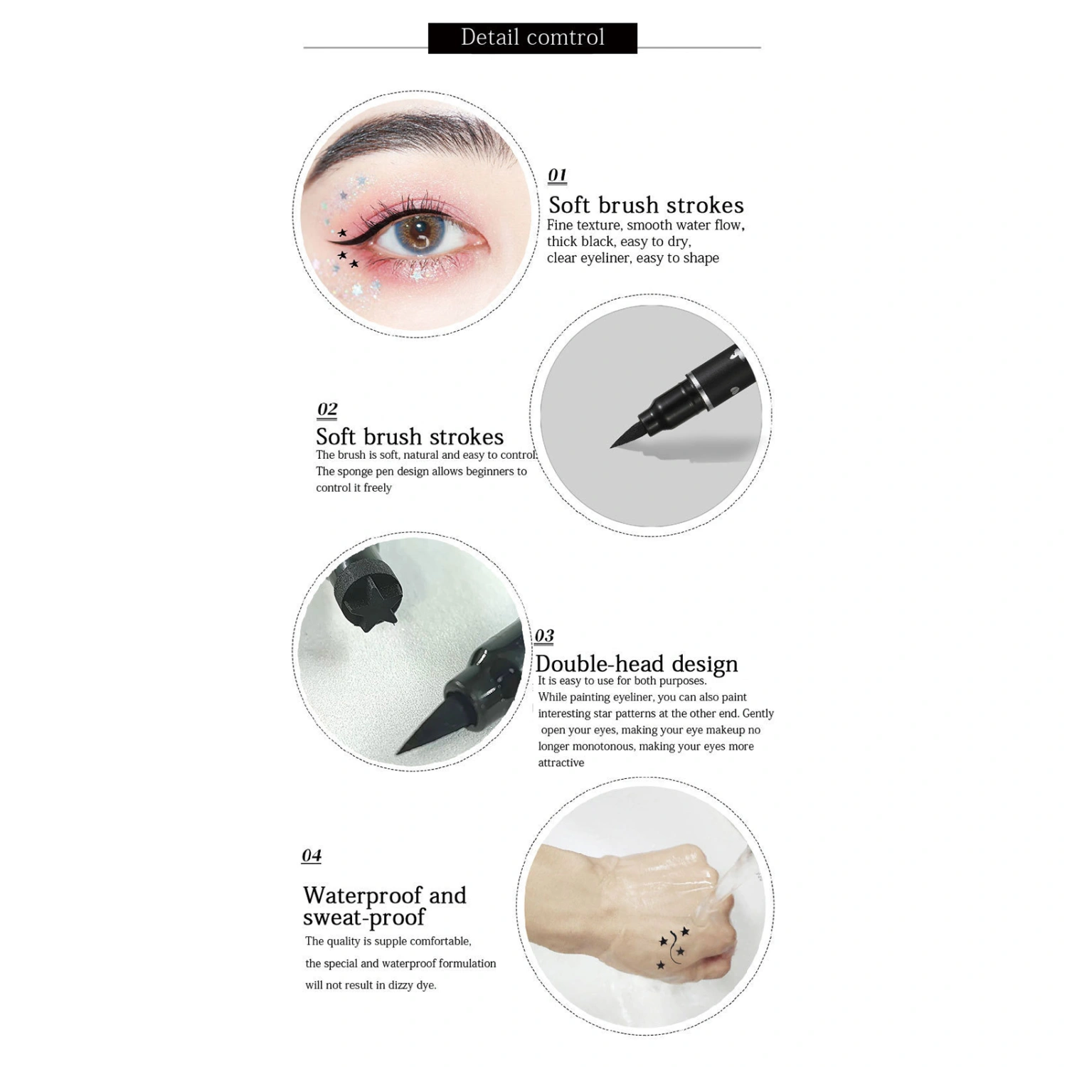 Eyeliner Set Double Ended Waterproof Smudge Proof Eyeliner Stamp Pens 