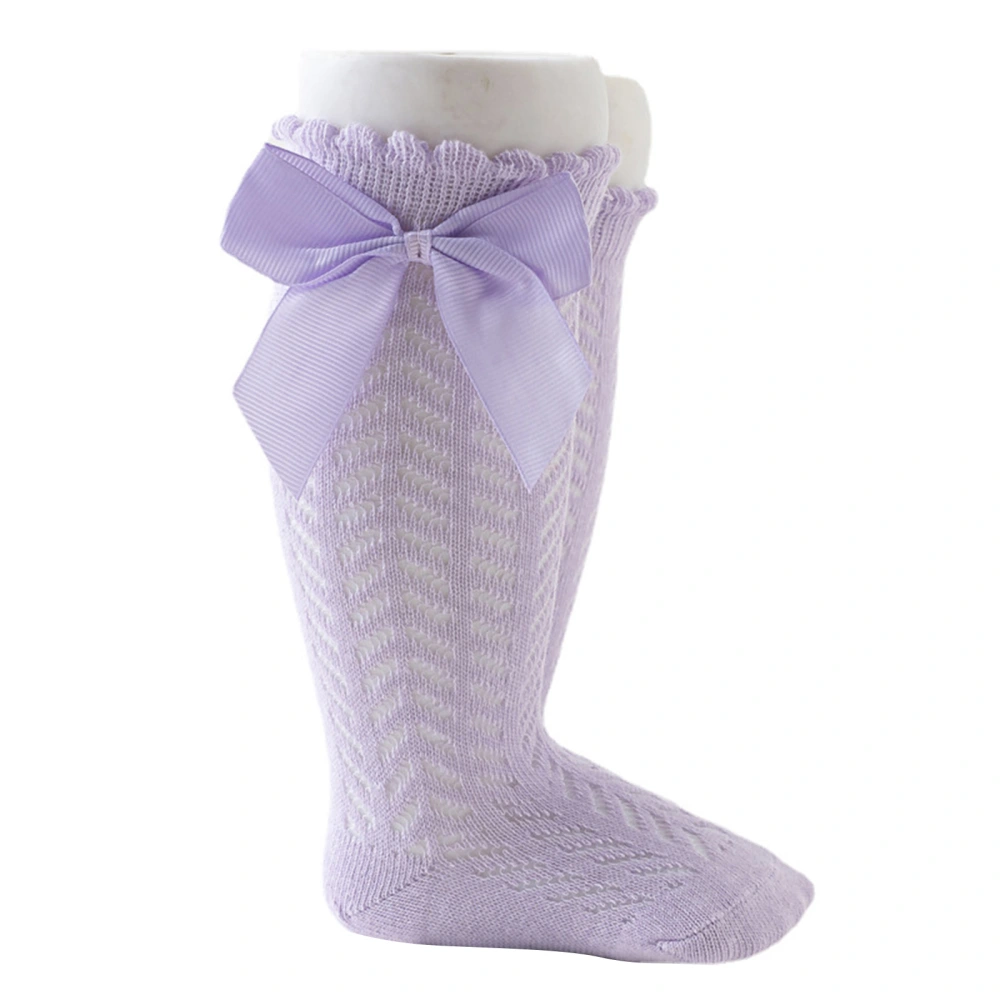 Baby Girls Knee High Socks, Elastic Soft Lightweight Bow Mesh Socks