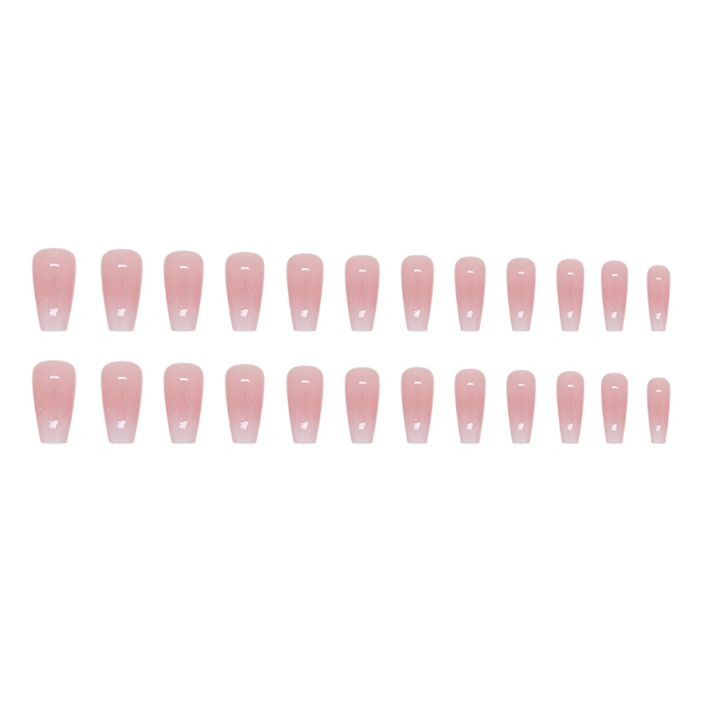 Gradient Pink Press on Nails Glitter Medium Square False Nails Tips