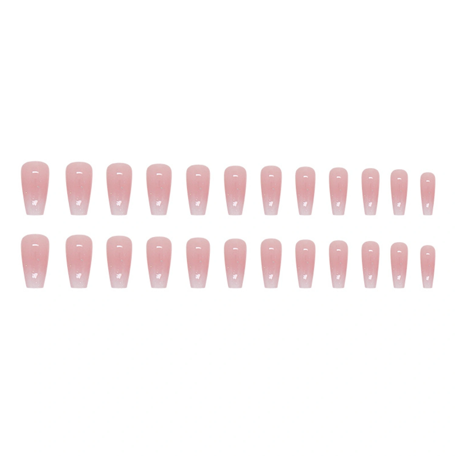 Gradient Pink Press on Nails Glitter Medium Square False Nails Tips