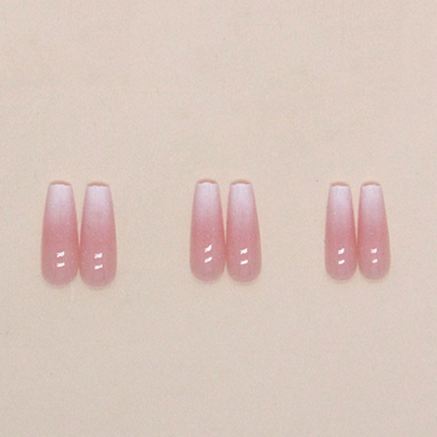 Gradient Pink Press on Nails Glitter Medium Square False Nails Tips