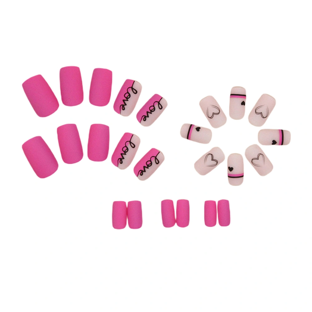 Valentines Press on Nail Medium Square Heart Fake Nails for Women Girl