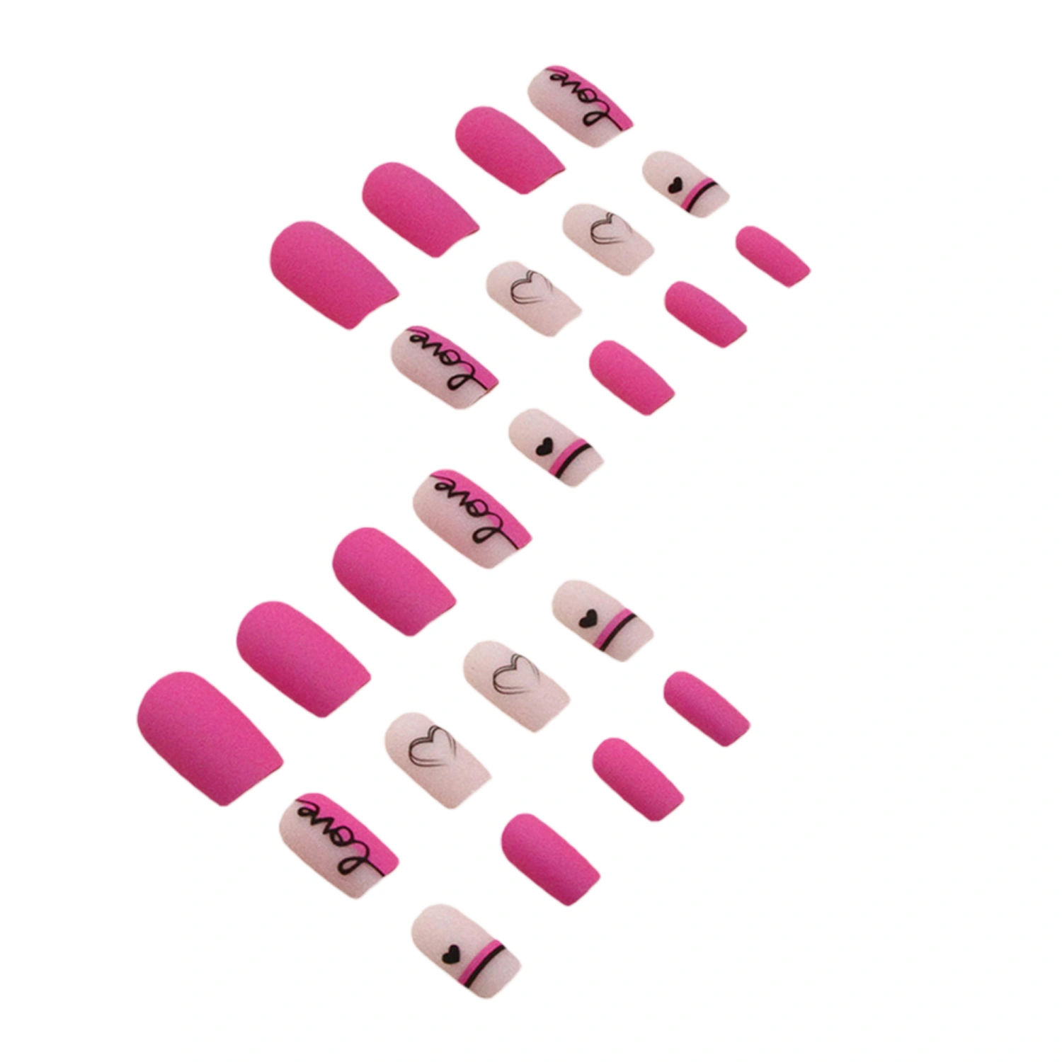 Valentines Press on Nail Medium Square Heart Fake Nails for Women Girl