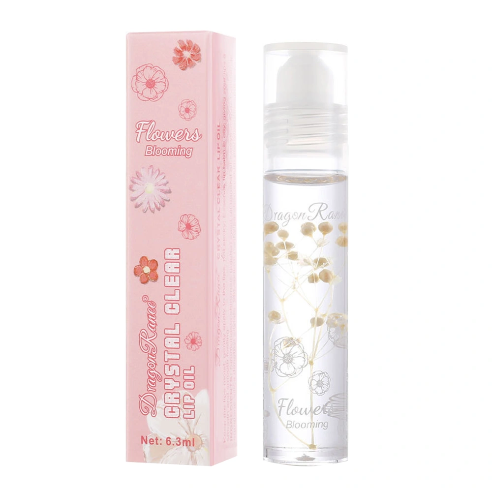 Hydrating Lip Oil Transparent Lip Glow Oil with Real Flowers