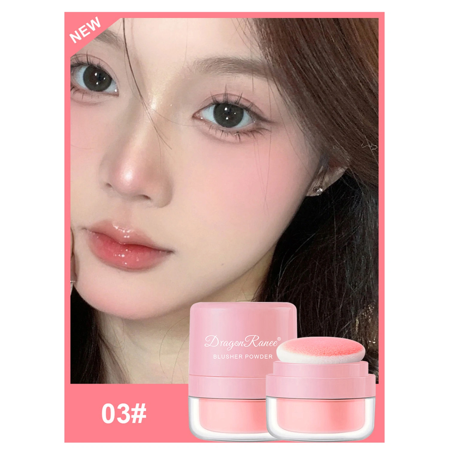 Air Cushion Blush, Matte Blush Powder with Makeup Sponge Mirror 