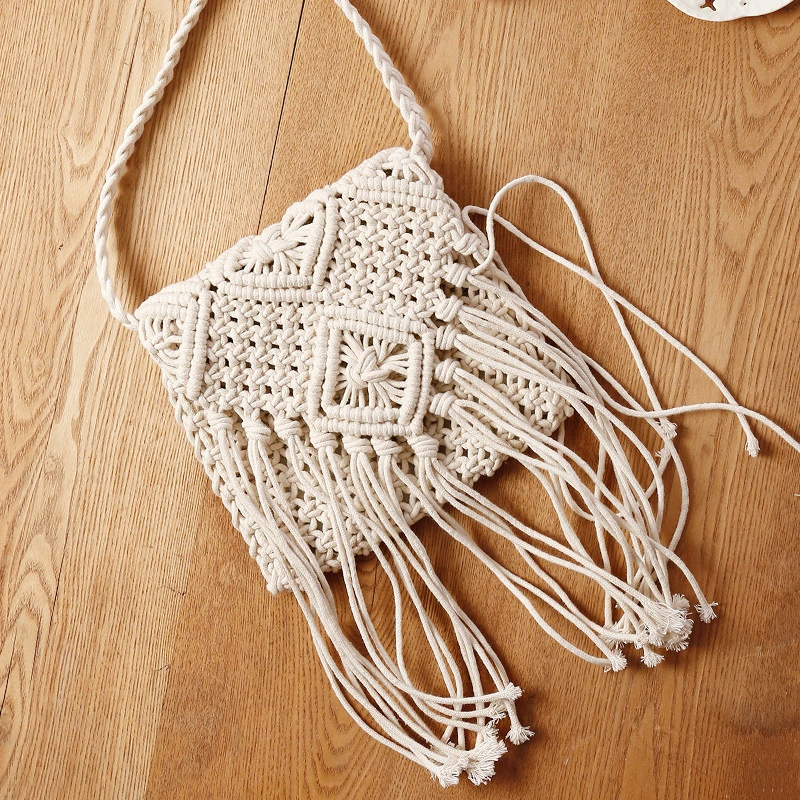 Straw Woven Shoulder Handbag Beach Travel Crossbody Bag-