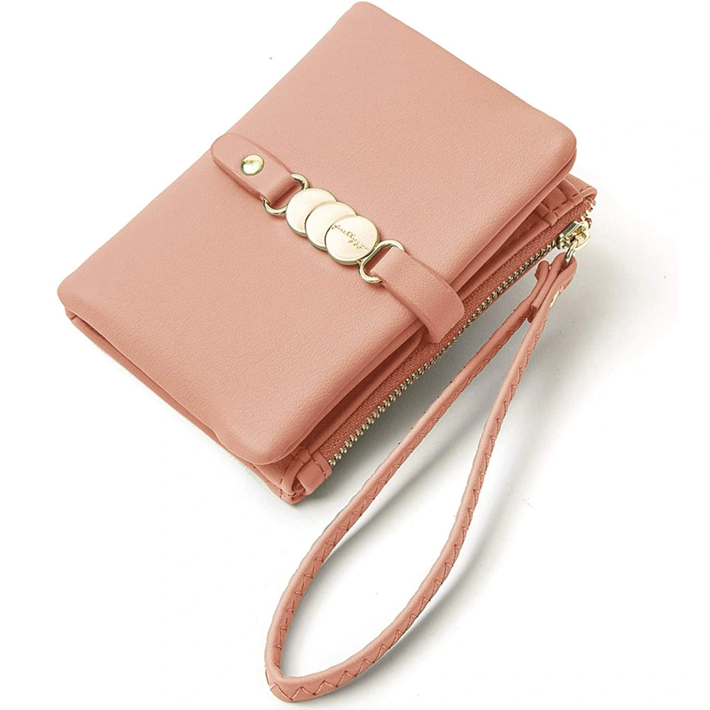 Short Wallet with Wrist Strap PU Leather Wallet for Women