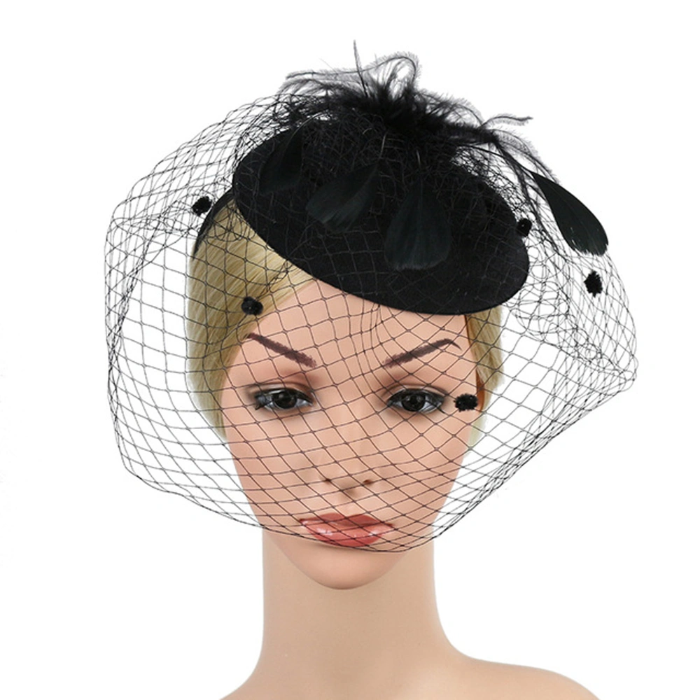 Large Mesh Women Hat Feather Top Hat Fascinator Hat