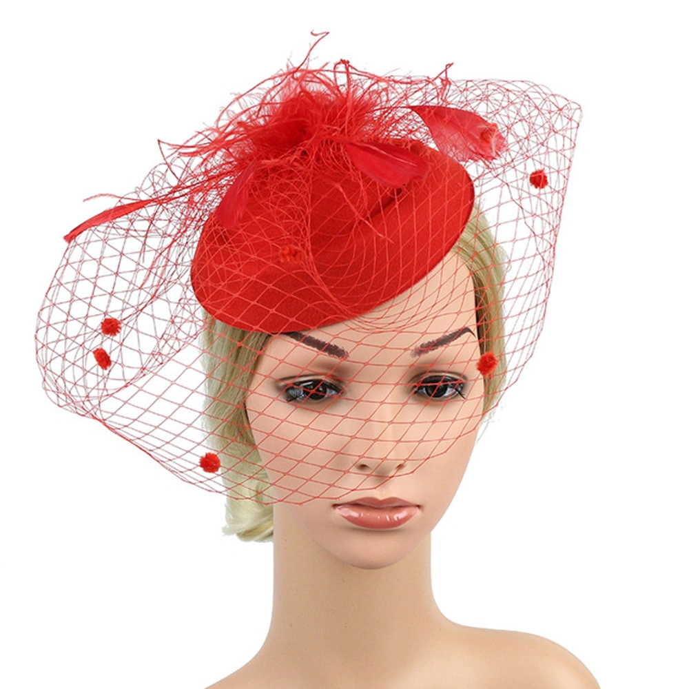 Feather Hat Mesh Headpiece Women Girls Mesh Fascinators Hat