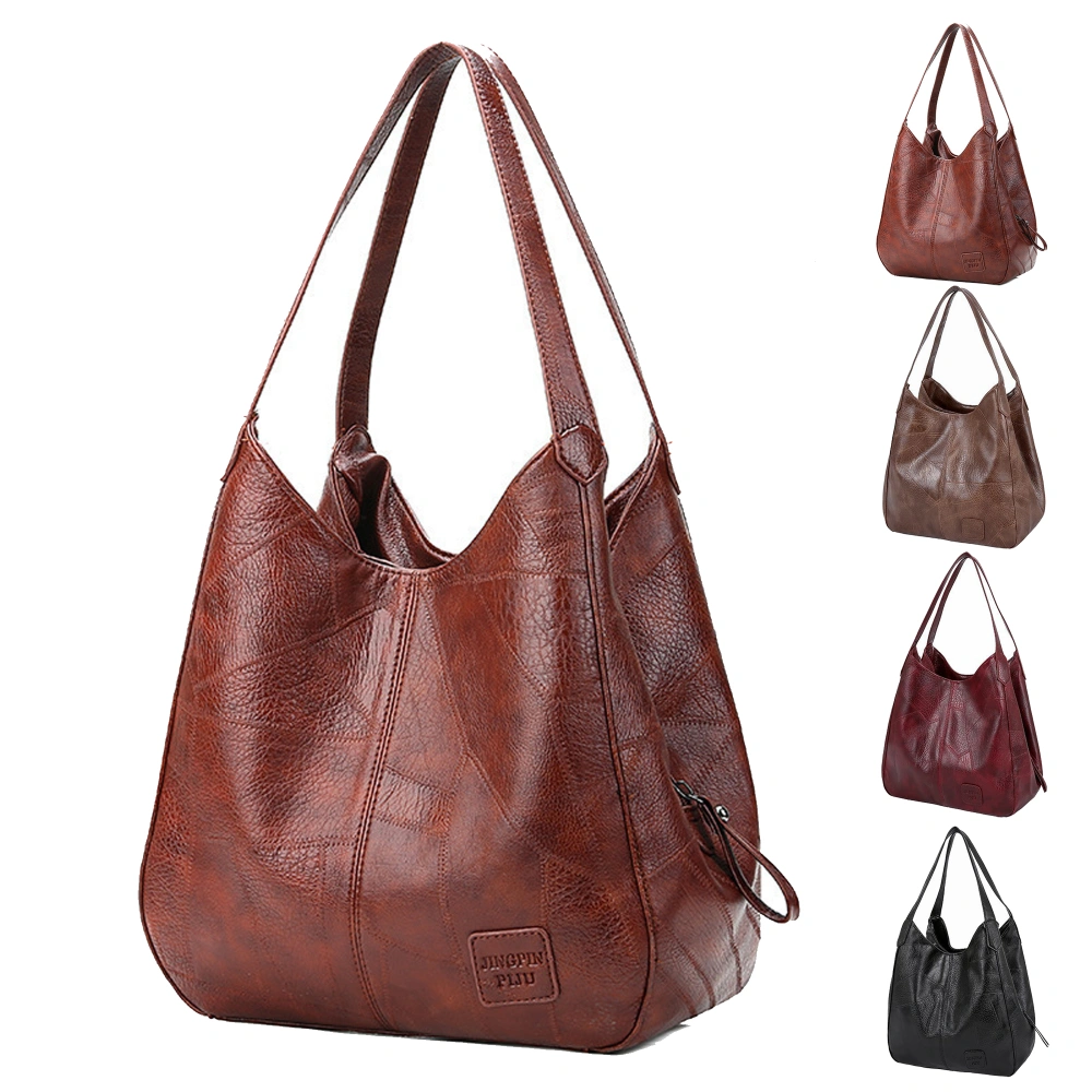 Vintage PU Leather Tote Bag Large Capacity Shoulder Bag