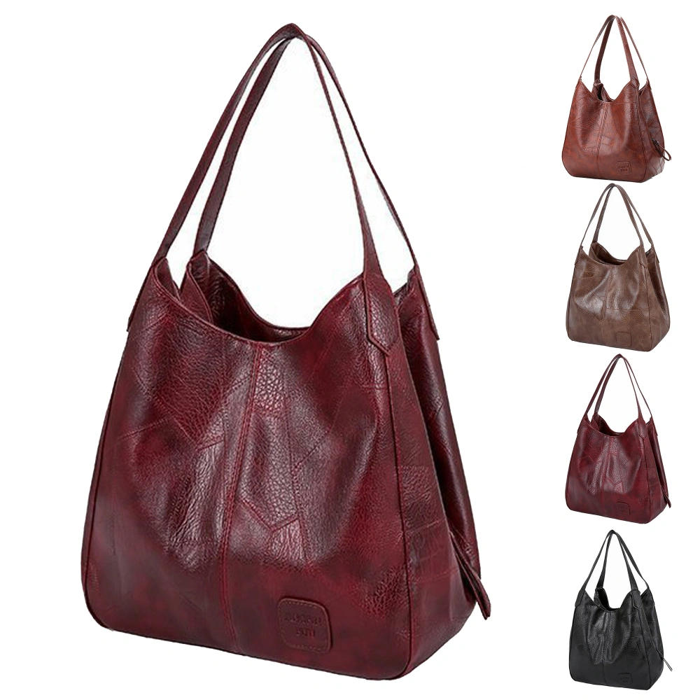 Women PU Leather Shoulder Bag Large Capacity Tote Bag