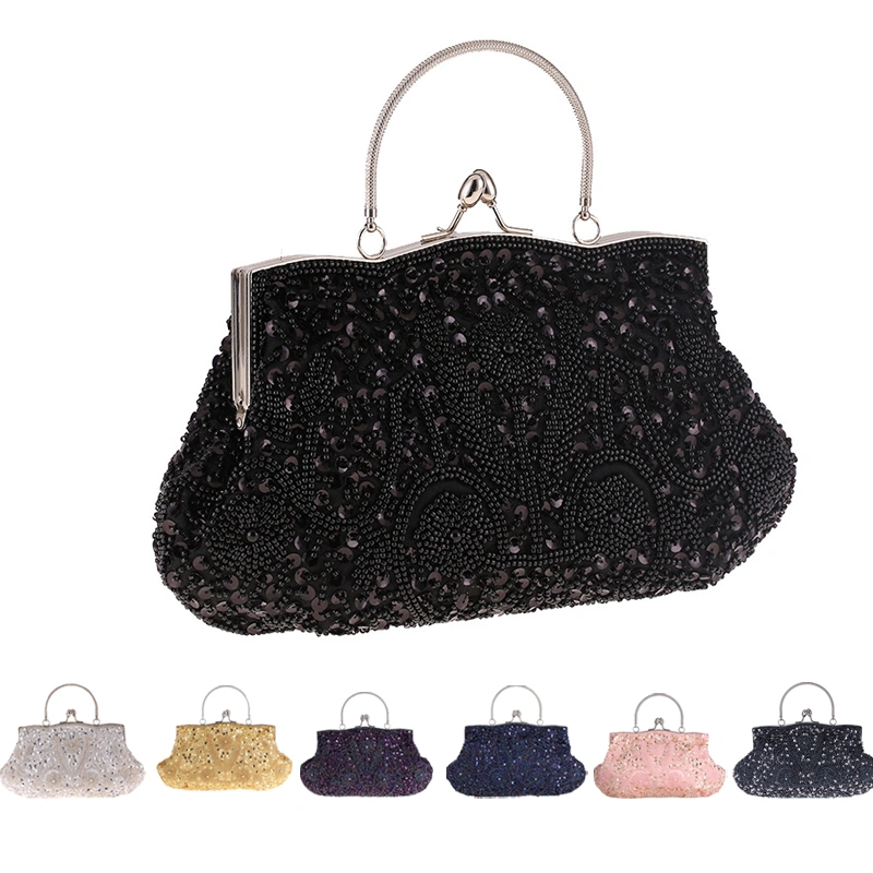 Women Vintage Beaded Sequin Clutch Purse Evening Bag