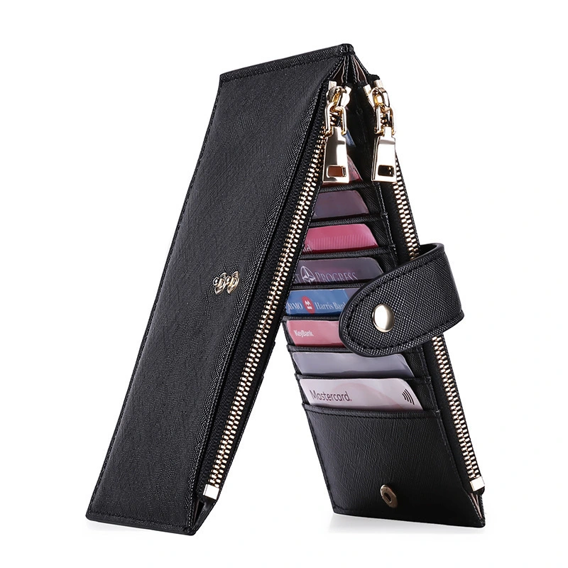 Fashion Women Leather Wallet RFID Blocking Zipper Coin Purse