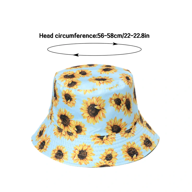 Women Sunflower Print Bucket Hat Summer Fisherman Hat