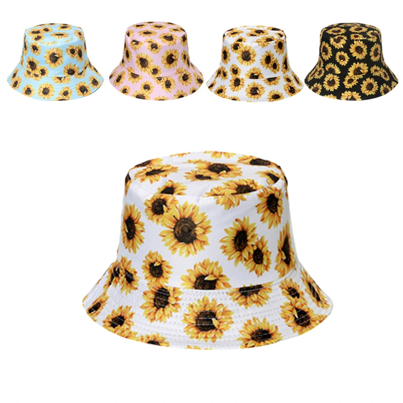 Sunflower Pattern Bucket Hat Outdoor Sunscreen Fisherman Hat