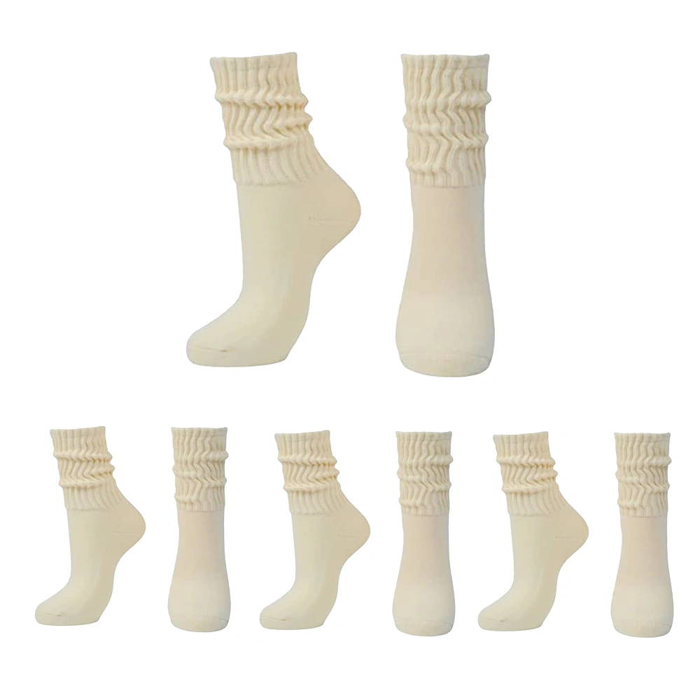 4 Pairs Long Loose Stacked Chunky Cotton Socks for Women