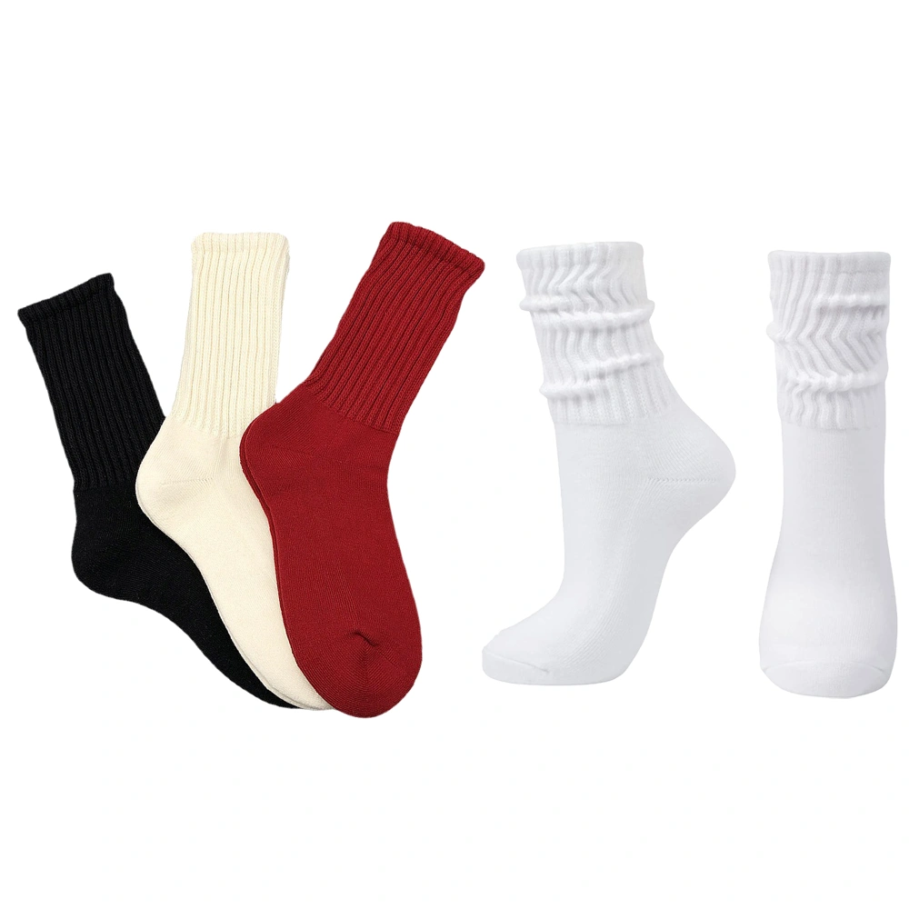 4 Pairs Women Cotton Socks Long Stacked Cotton Socks