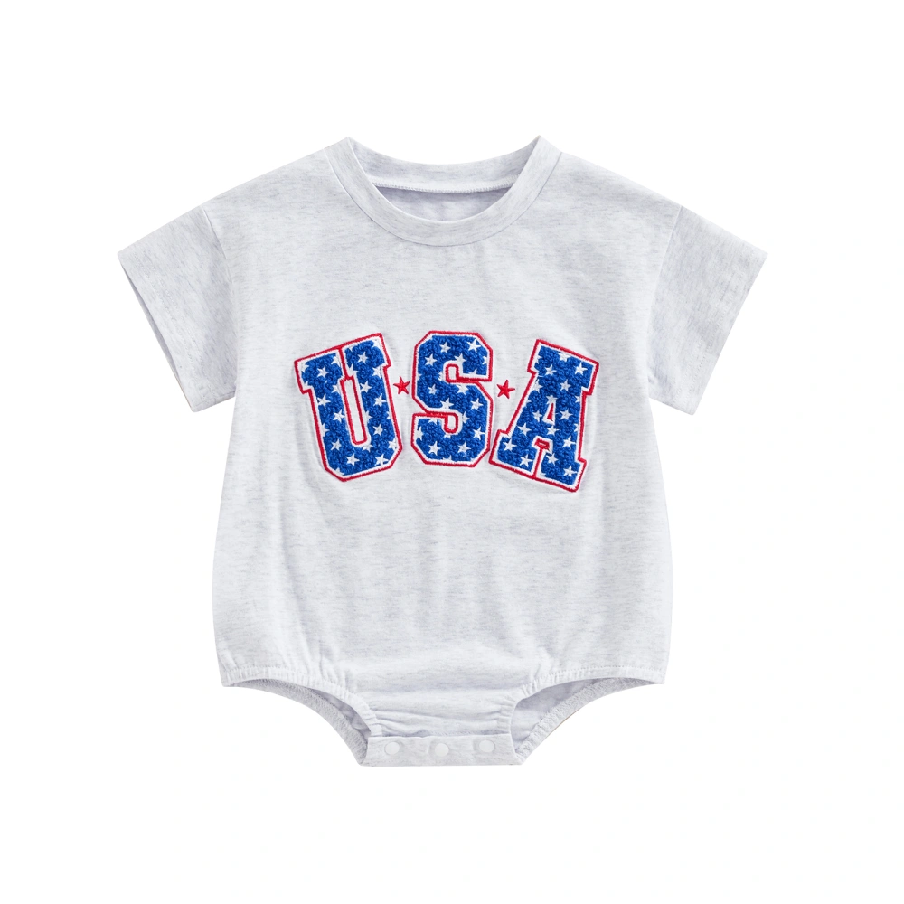 4th of July Baby Rompers Infant Girls Boys Letter Embroidery Bodysuits