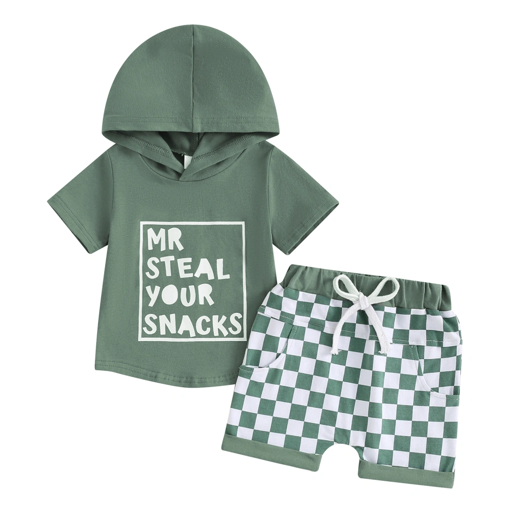 2Pcs Baby Boy Outfits Short Sleeve Hoodie + Pocket Shorts Set