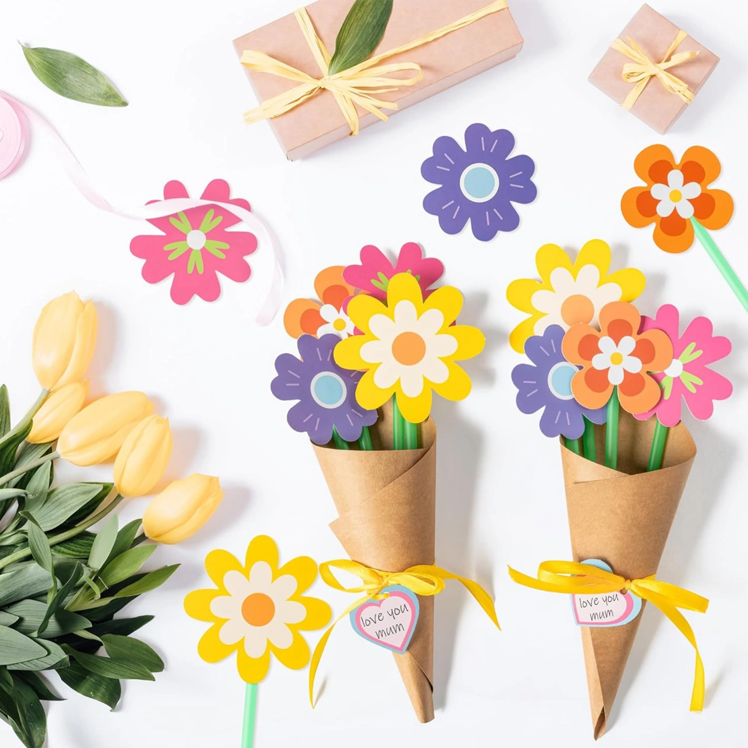 Flower Bouquet Craft Kit  for Mother Day 24 Pcs DIY Flower Craft 