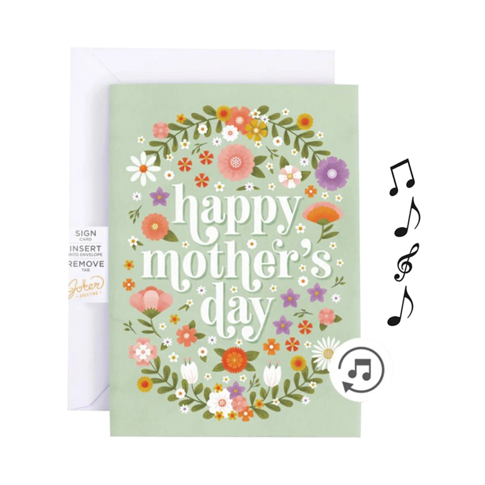 Mother's Day Greeting Cards with Music Flower Print Greeting Cards