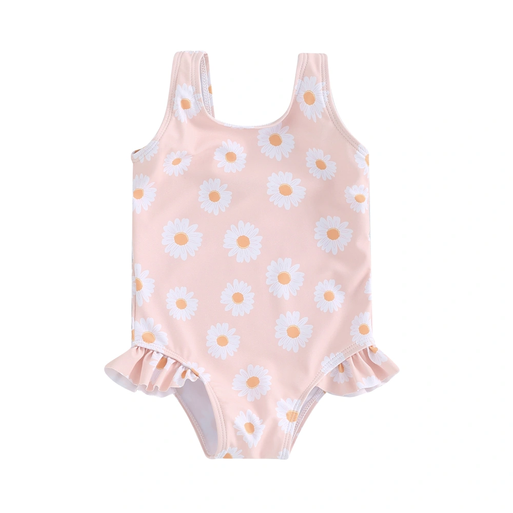 Baby Girl Swimwear Summer Floral Print Ruffle Monokini Swimsuits