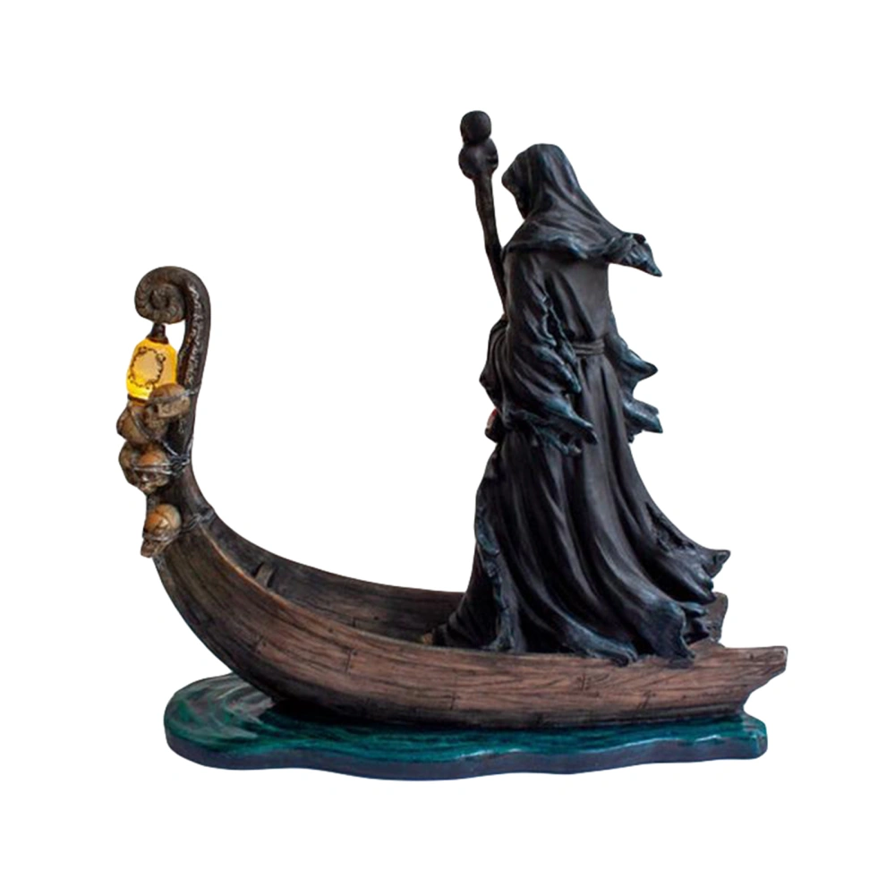 Halloween Ornament, Grim Reaper on a Boat Decoration Scary Prop