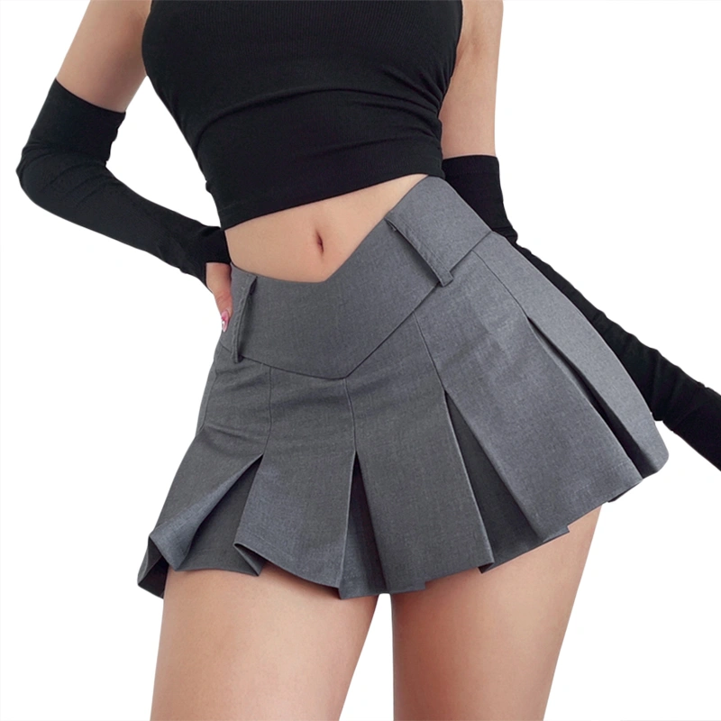 Women's Skirts Solid Color High Waist A-line Skirts Pleated Skirts
