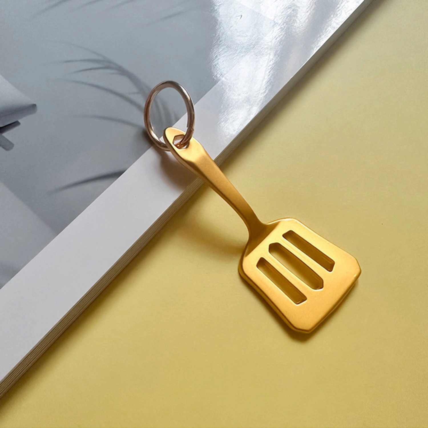 Gold Spatula Keychain Backpack Bag Charms Metal Spatula Keyring