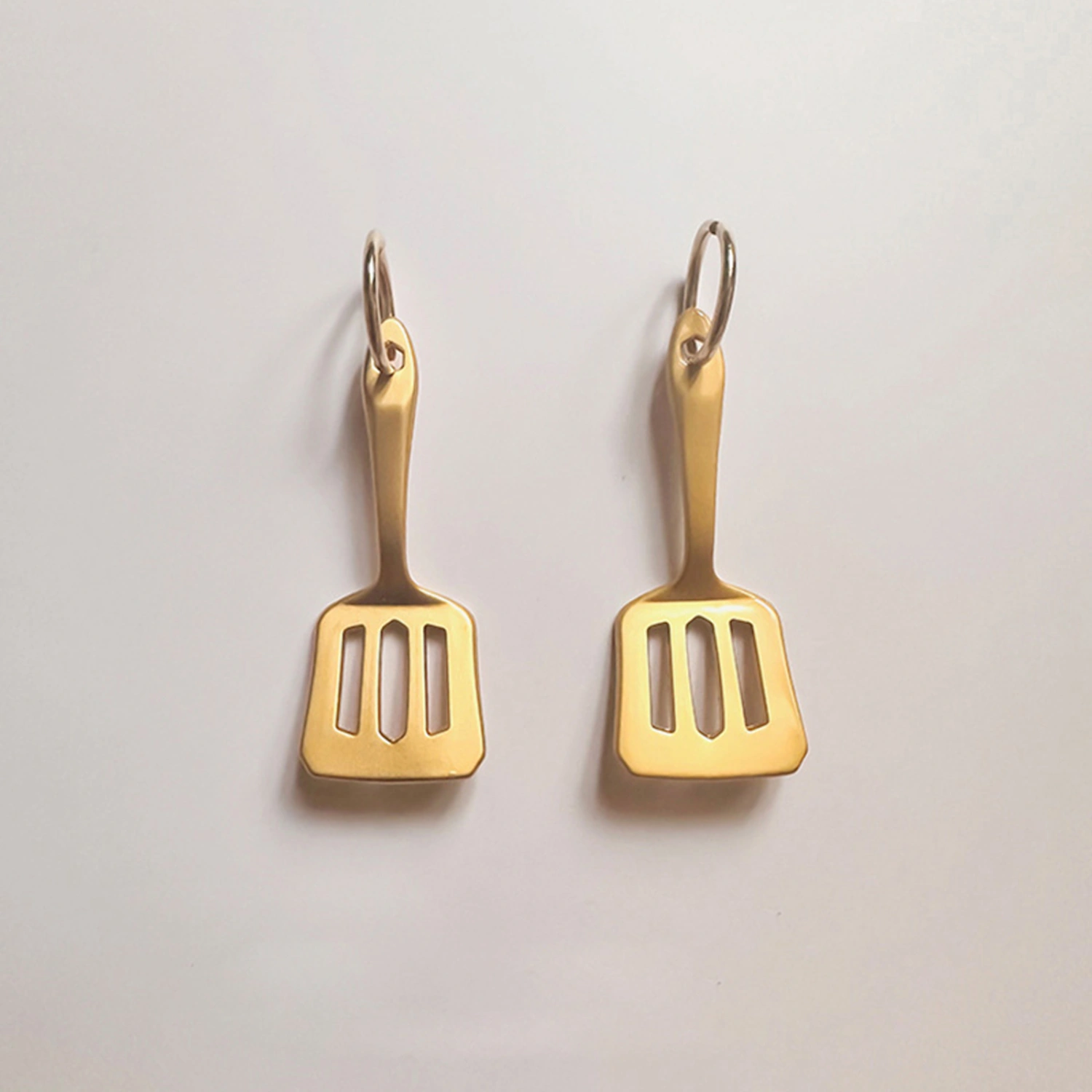 Gold Spatula Keychain Backpack Bag Charms Metal Spatula Keyring
