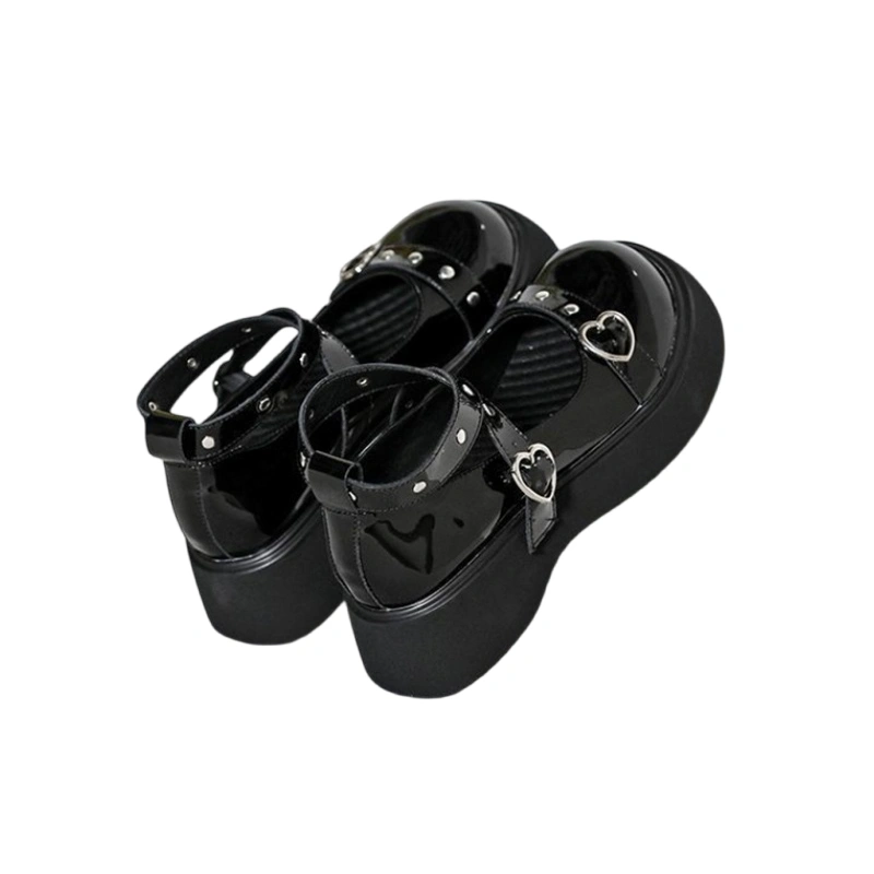 Women's Black Mary Jane Shoes Pumps Chunky Round Toe Ankle Shoes
