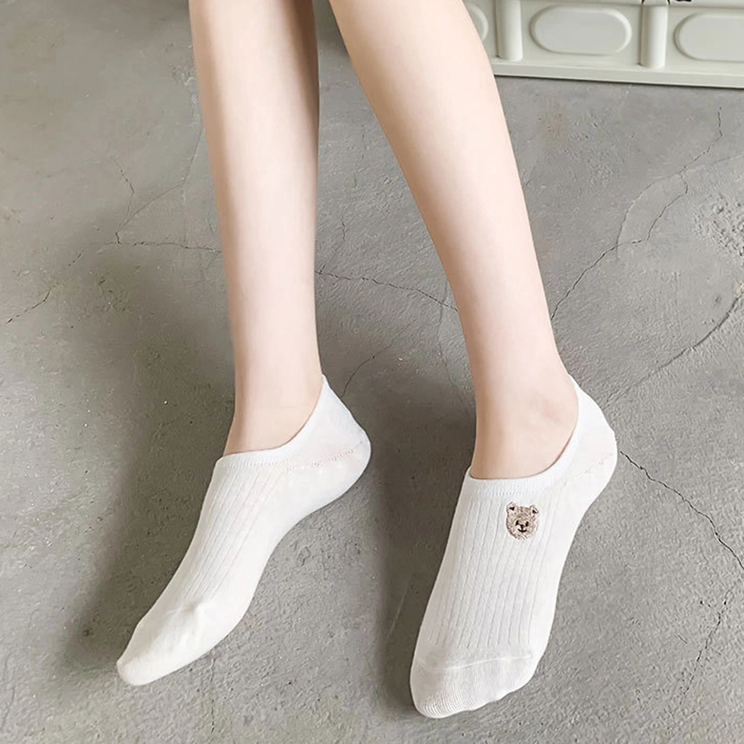 Invisible Socks Cute Bow Embroidery Non-slip No Show Low Cut Socks 