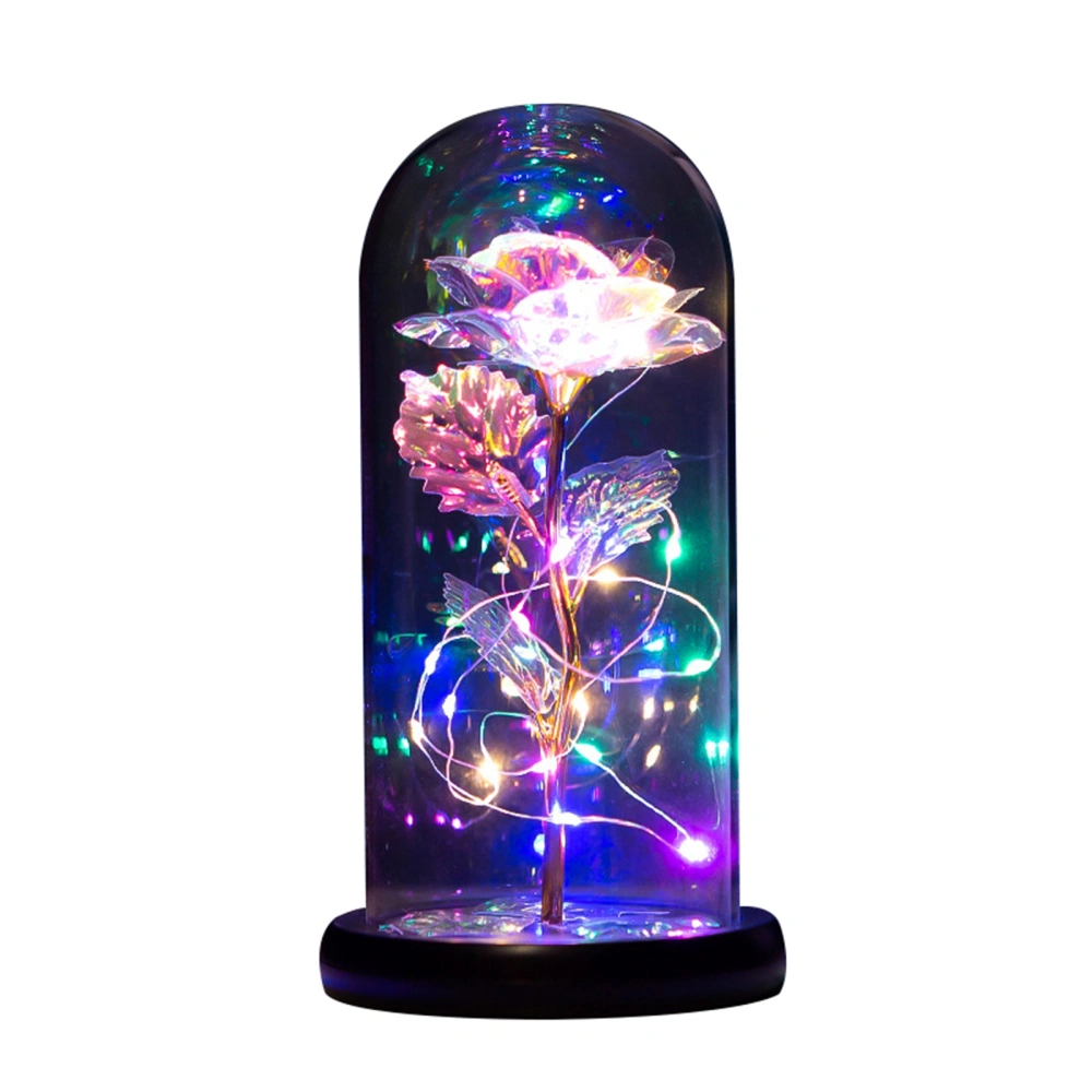 Galaxy Rose in Glass with LED Light, Colorful Rose Flower Gift