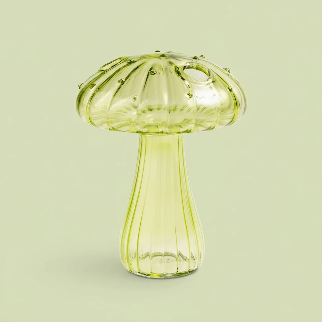 Mushroom Vase, Clear Glass Diffuser Bottle Hydroponic Flower Vase