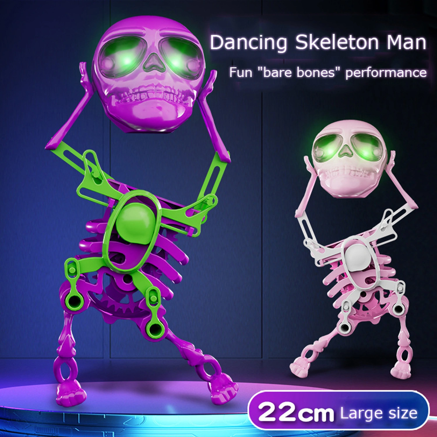 Skeleton Toy, Dancing Wind-up Desktop Ornament with Light Music