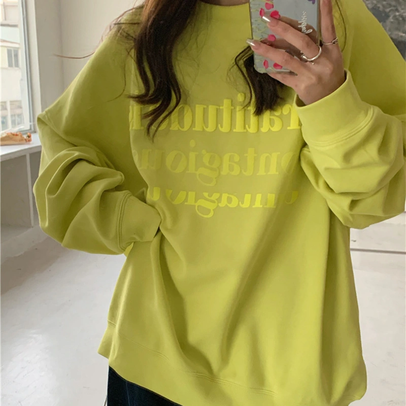 Women Loose Sweatshirt Long Sleeve Crewneck Letter Print Pullover