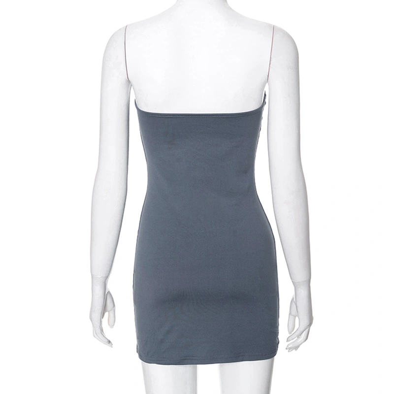 Women Bodycon Dress, Strapless Backless Bow Hollowed Slit Mini Dress
