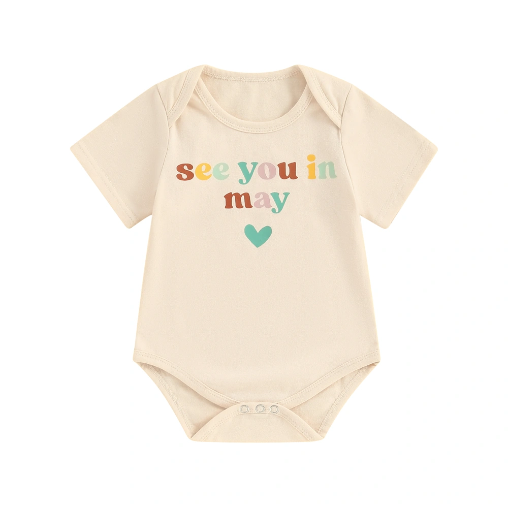 Baby Romper Short Sleeve Letter Print Bodysuit Pregnancy Announcement