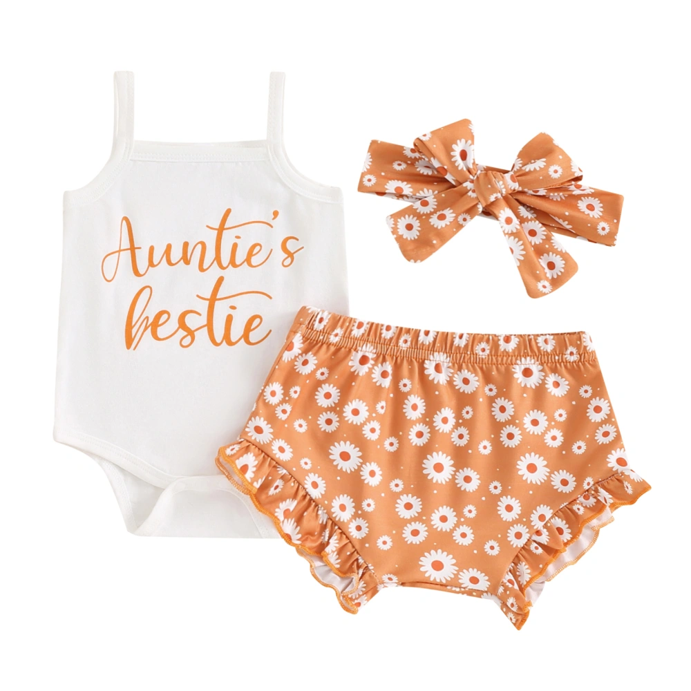 Baby Shorts Sets Letter Print Camisole Floral Shorts Headband Sets