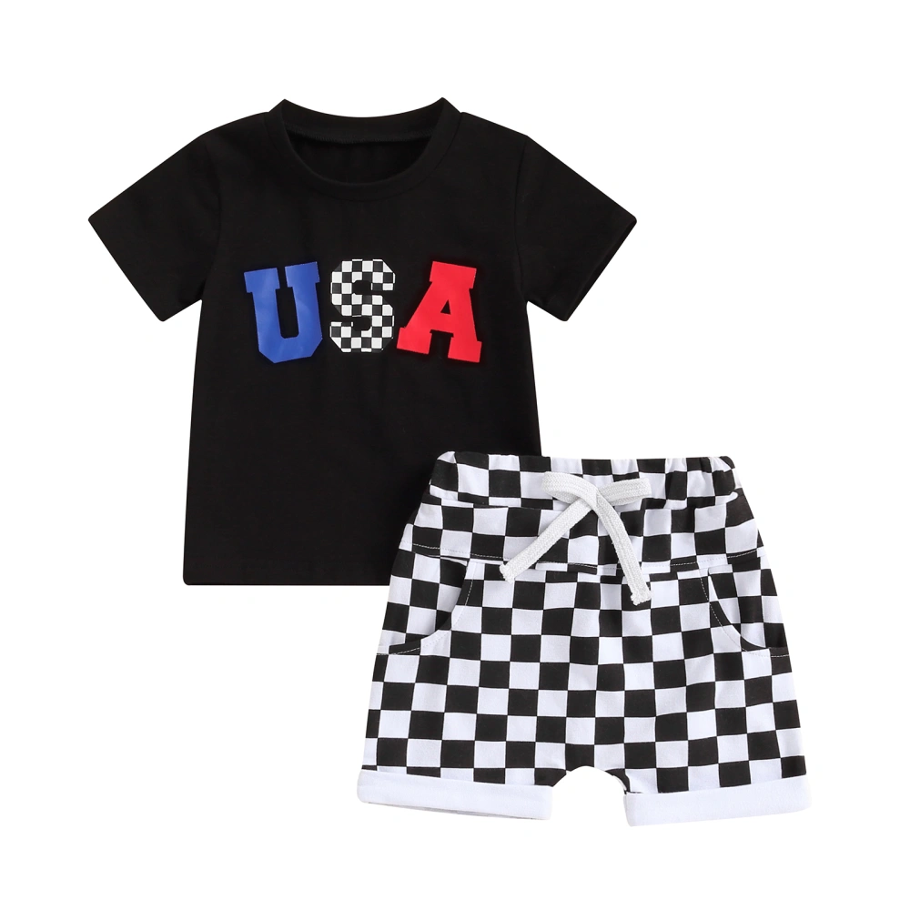 4th of July Toddler Boys Outfits Letter Pattern T-Shirts Tops Shorts