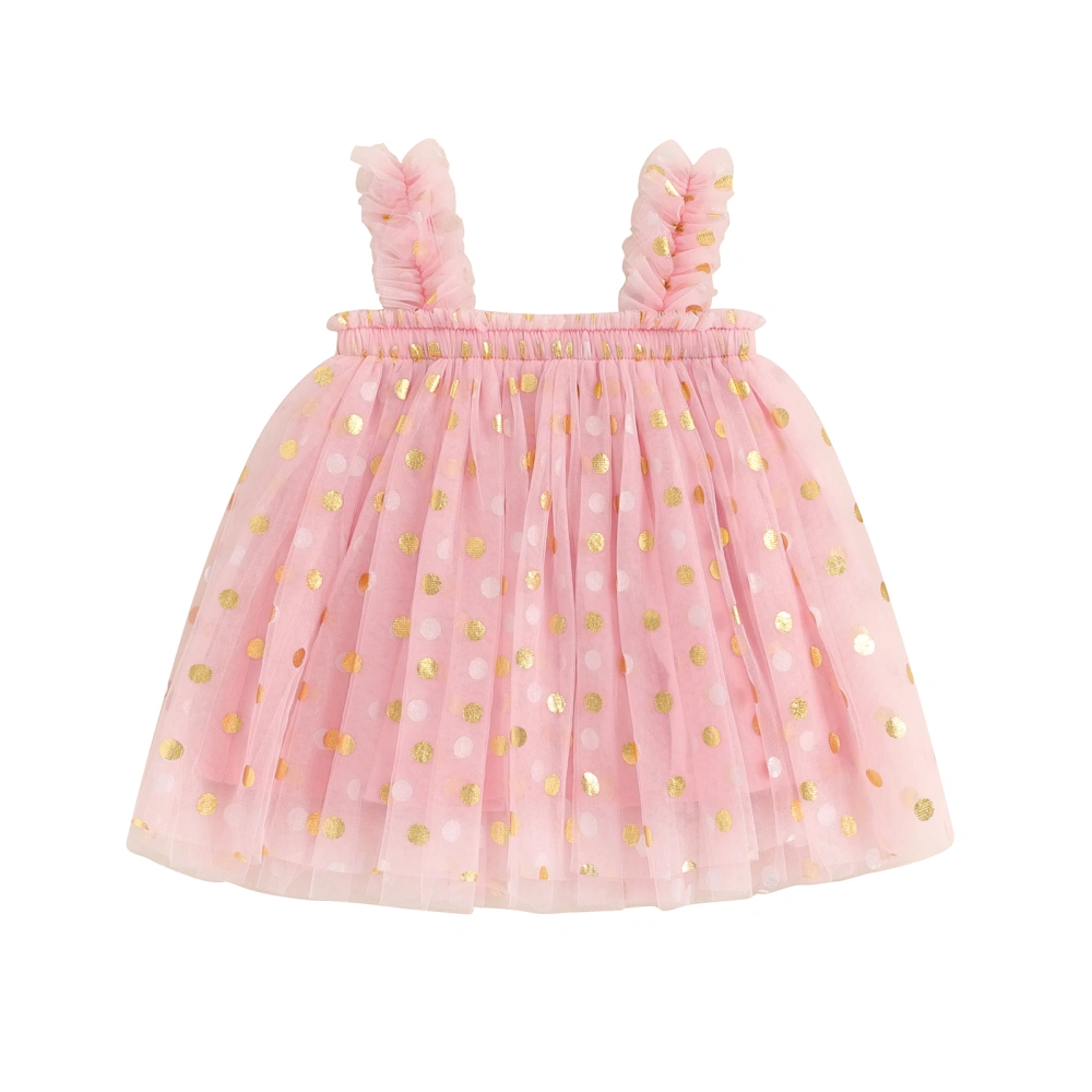 Girl Summer Tulle Dress Dot Print Sleeveless Dress for Photo Shoot