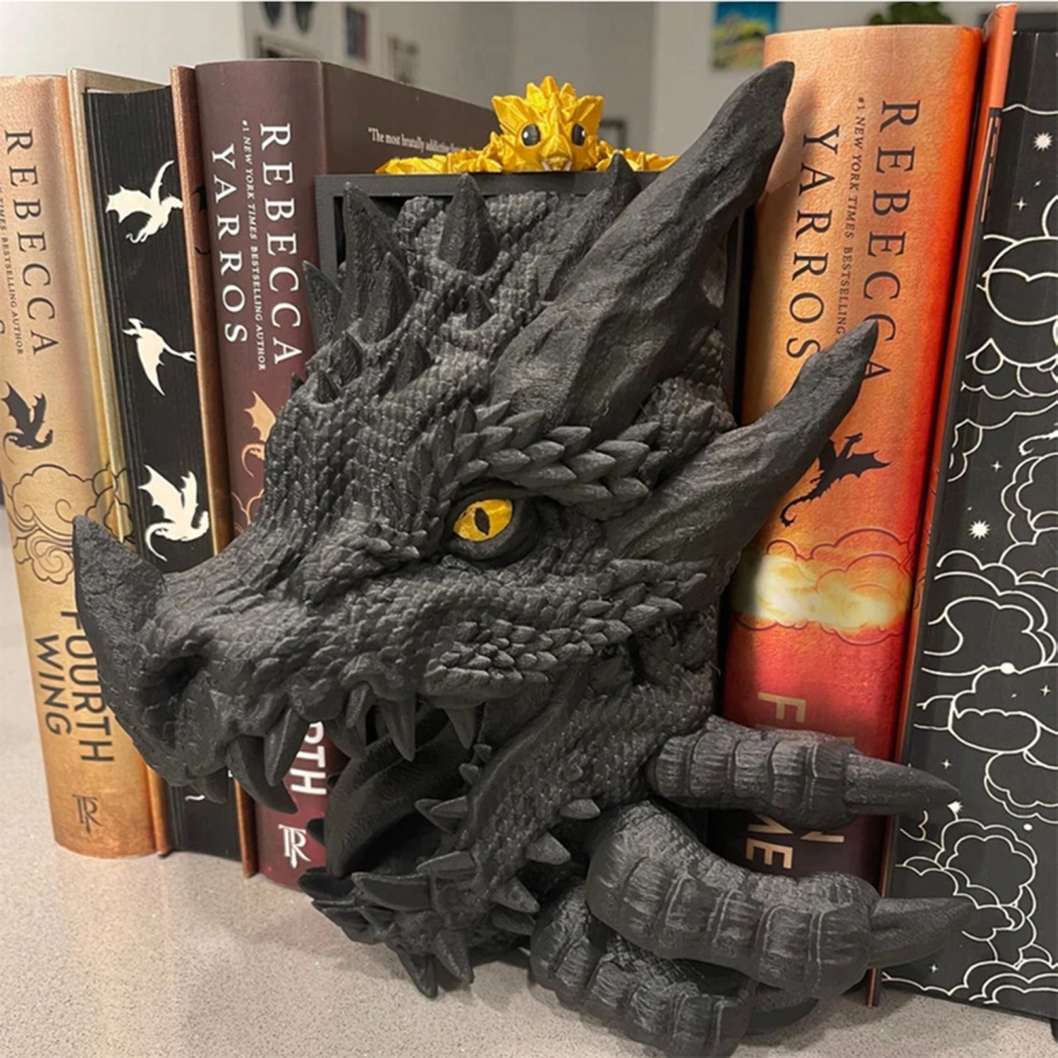 Gothic Dragon Bookends Vintage Dragon Statue Bookshelf Sculpture