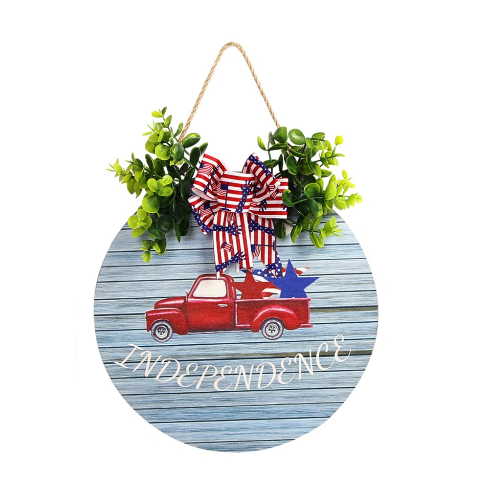 4th of July Door Sign with Bow Hanging Rope Hanging Patriotic Decor 