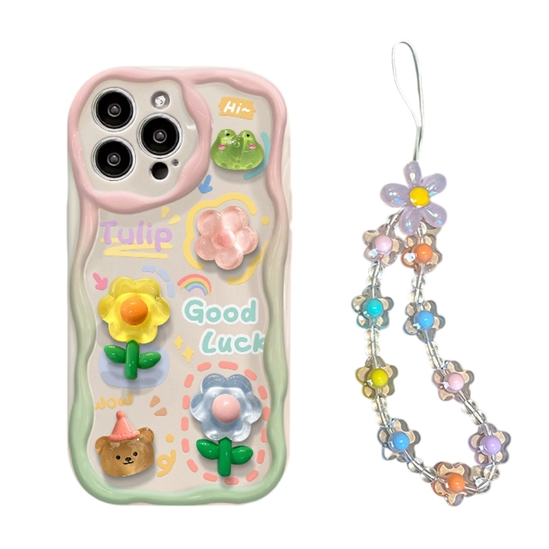 3D Flower Case with Charm Chain Protective Case for Redmi Note 13